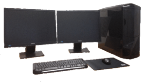 Cognitech Integrated Workstation Desktop with two monitors